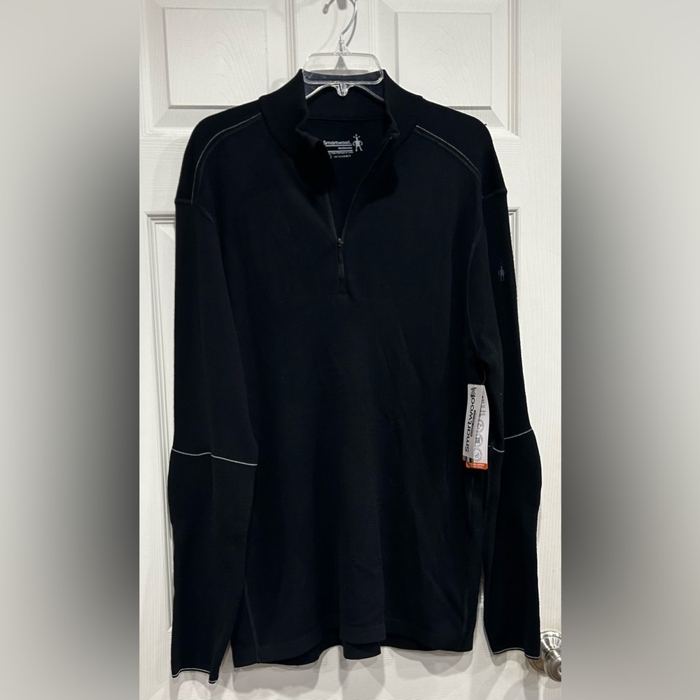 Smartwool Men's XL Intraknit™ Thermal Max Merino Base Layer 1/4 Zip Black NWT